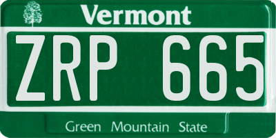 VT license plate ZRP665