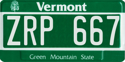 VT license plate ZRP667