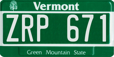 VT license plate ZRP671