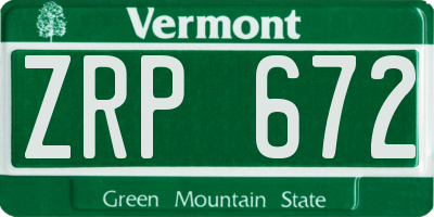 VT license plate ZRP672