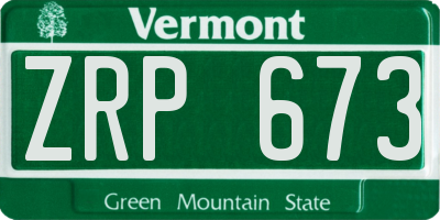 VT license plate ZRP673