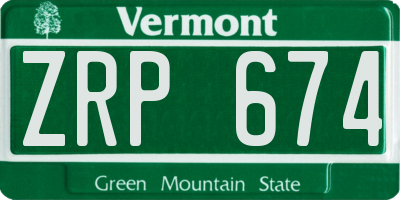 VT license plate ZRP674