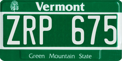 VT license plate ZRP675