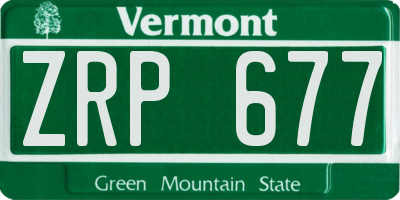 VT license plate ZRP677