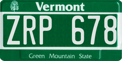 VT license plate ZRP678