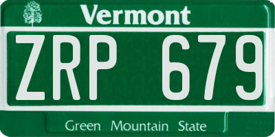 VT license plate ZRP679