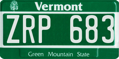 VT license plate ZRP683