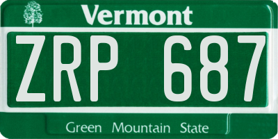 VT license plate ZRP687