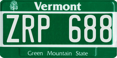 VT license plate ZRP688