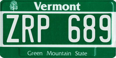 VT license plate ZRP689