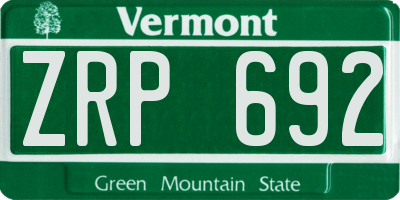 VT license plate ZRP692