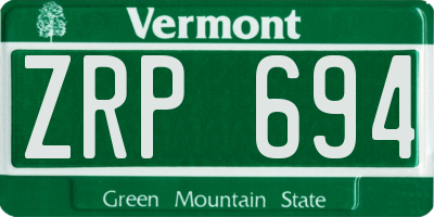 VT license plate ZRP694