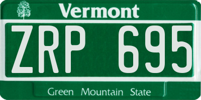 VT license plate ZRP695