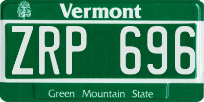 VT license plate ZRP696