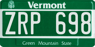 VT license plate ZRP698
