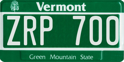 VT license plate ZRP700