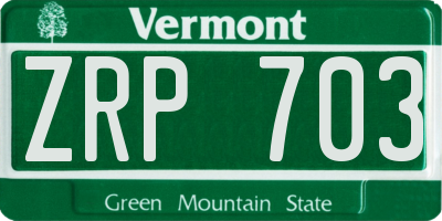 VT license plate ZRP703