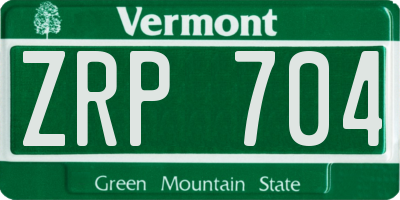 VT license plate ZRP704