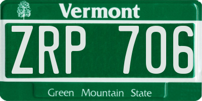 VT license plate ZRP706