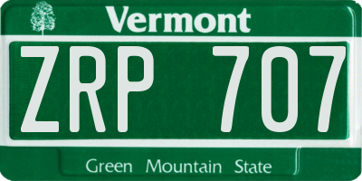 VT license plate ZRP707