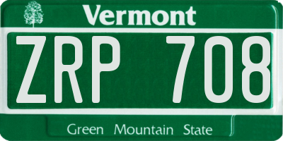 VT license plate ZRP708