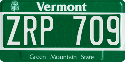 VT license plate ZRP709