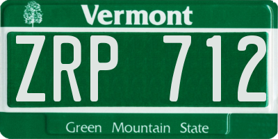 VT license plate ZRP712