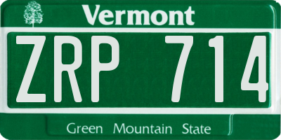 VT license plate ZRP714