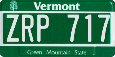 VT license plate ZRP717