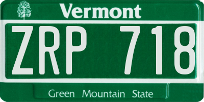 VT license plate ZRP718