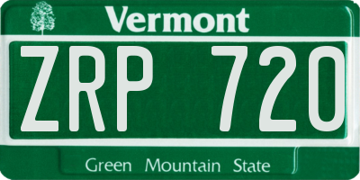 VT license plate ZRP720