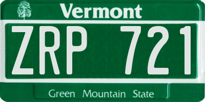 VT license plate ZRP721