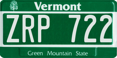 VT license plate ZRP722