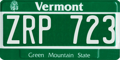 VT license plate ZRP723
