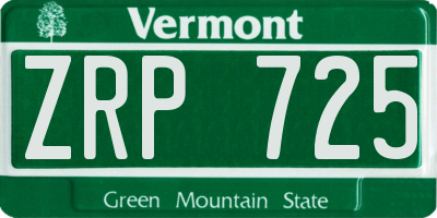VT license plate ZRP725