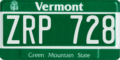 VT license plate ZRP728