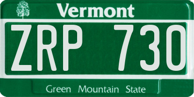 VT license plate ZRP730
