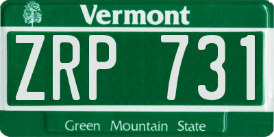 VT license plate ZRP731