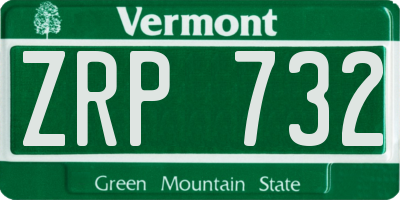 VT license plate ZRP732