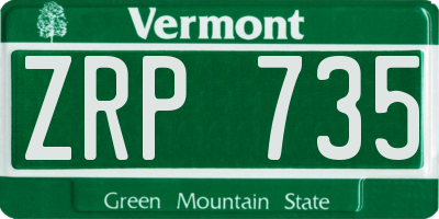 VT license plate ZRP735