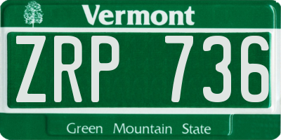 VT license plate ZRP736
