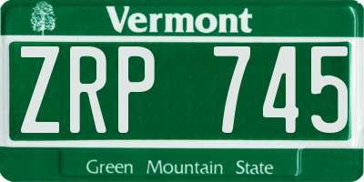 VT license plate ZRP745
