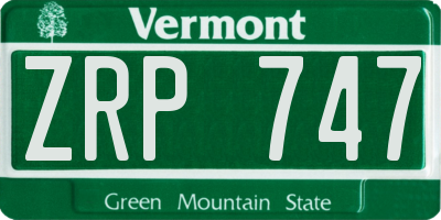 VT license plate ZRP747