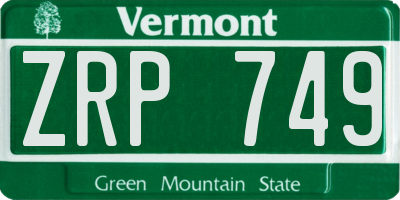 VT license plate ZRP749