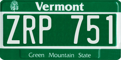 VT license plate ZRP751