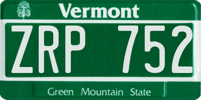 VT license plate ZRP752