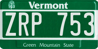VT license plate ZRP753