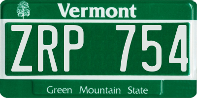 VT license plate ZRP754