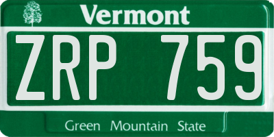 VT license plate ZRP759
