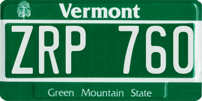 VT license plate ZRP760